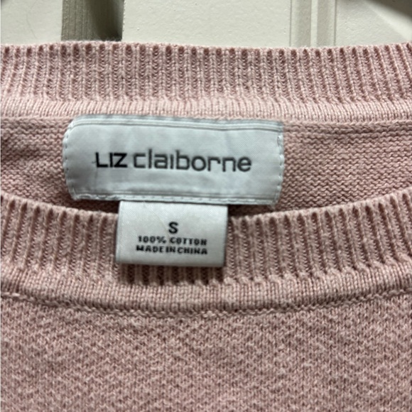 Liz Claiborne 100% Cotton Light Pink Chevron Sweater Sz S - Picture 2 of 7